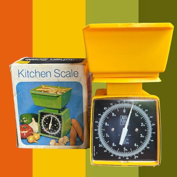 1976 Harvest Gold Yellow Kitchen King Kitchen Scale Original Box US & Metric - Picture 1 of 8
